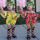 Одежда для новорожденных; Для маленьких девочек и мальчиков с открытыми плечами с принтом арбуза Ленточки комбинезон костюм, детская одежда, ropa, bebe, nia; meisjes kleding