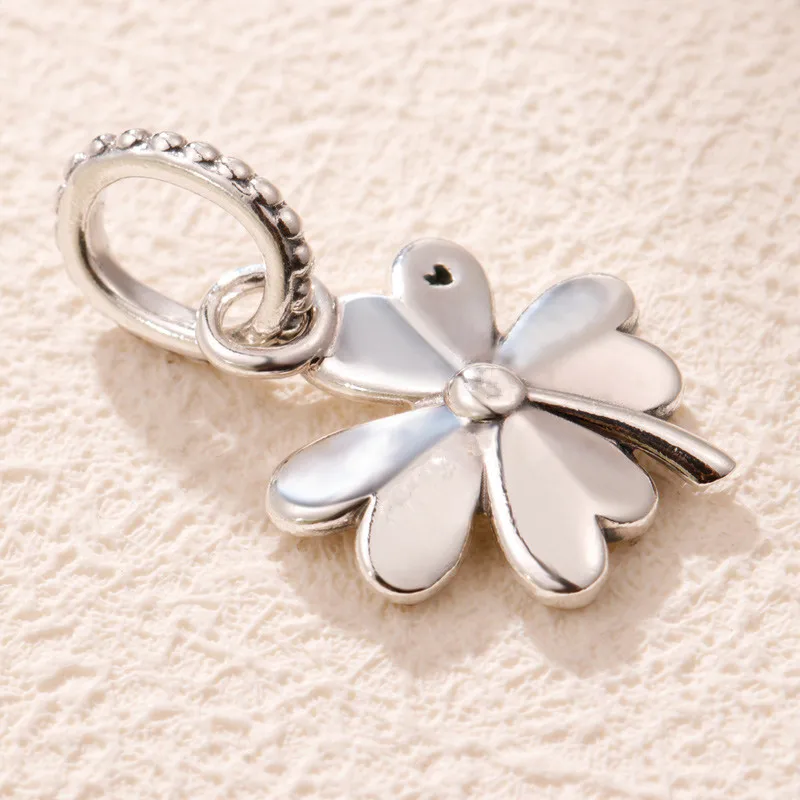 

2019 Spring Lucky Four-Leaf Clover charms 925 Sterling Silver pendants Fit bead Bracelets necklace DIY silver 925 jewelry making