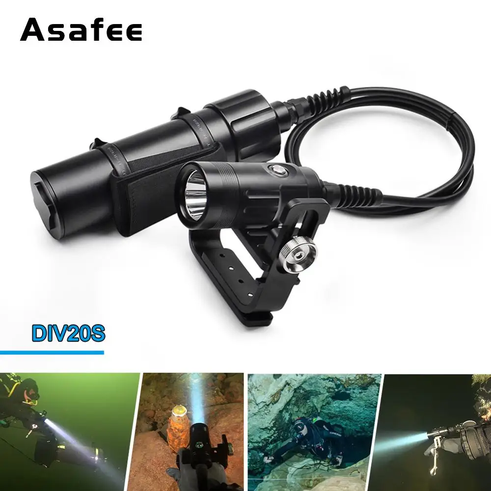 Asafee подводный светодиодный светильник для дайвинга 1500LM CREE XHP35 подводный 150 м профессиональный дайвинг вспышка светильник светодиодный светильник комплект