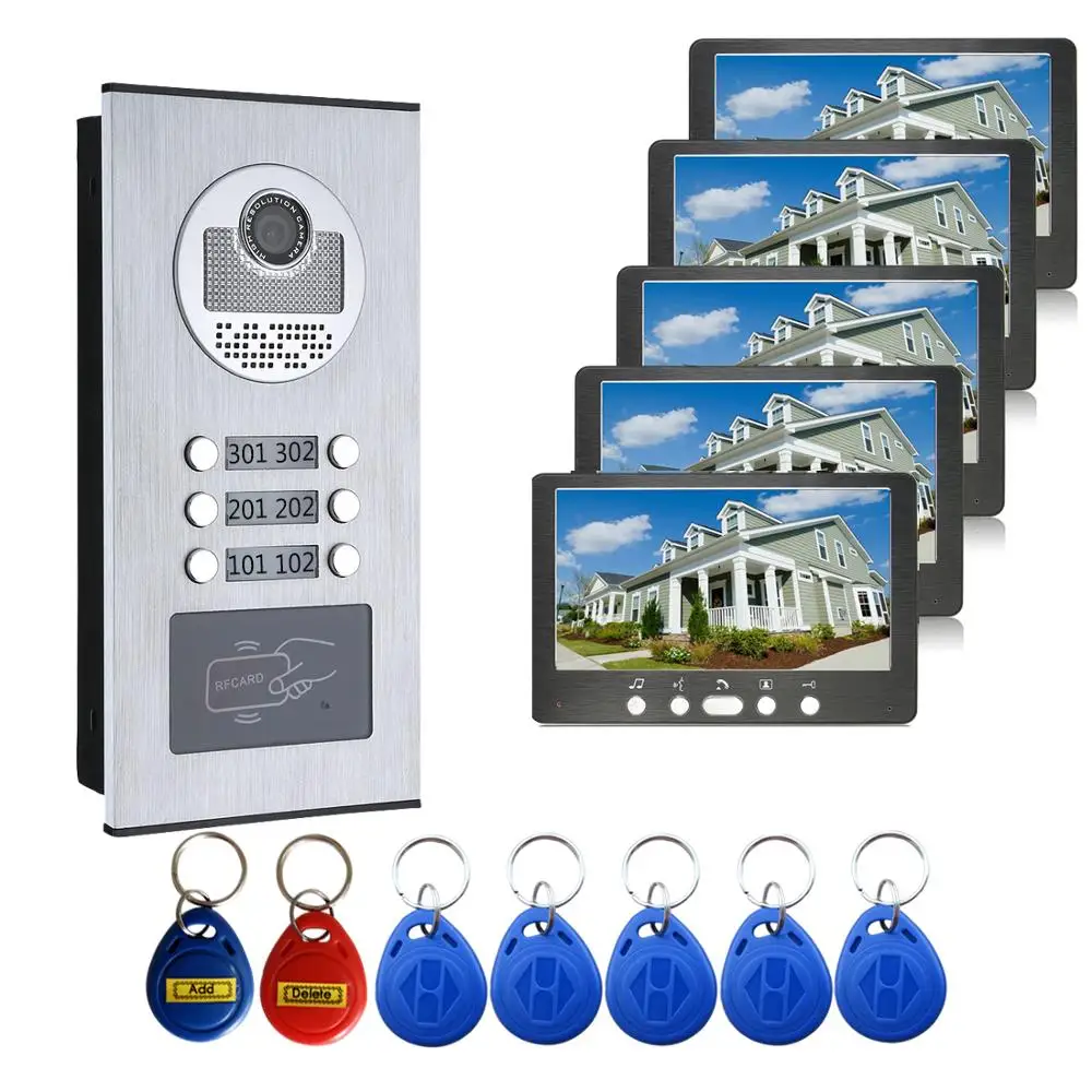 RFID разблокировка доступа домофон 7 дюймов монитор видео телефон двери