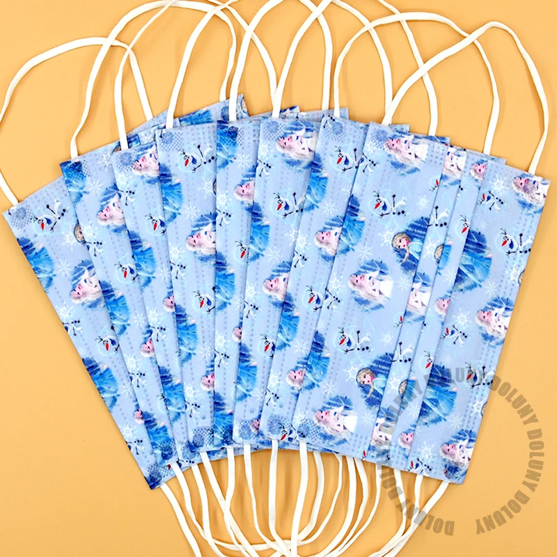 Disney Blue Frozen Princess Pattern одноразовая маска для девочек мультфильм аниме комиксы