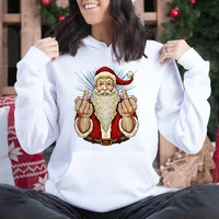 funny santa claus print hoodie female clothing warm wool loose sport long sleeve pullover harajuku hip hop women men sweatshirt
