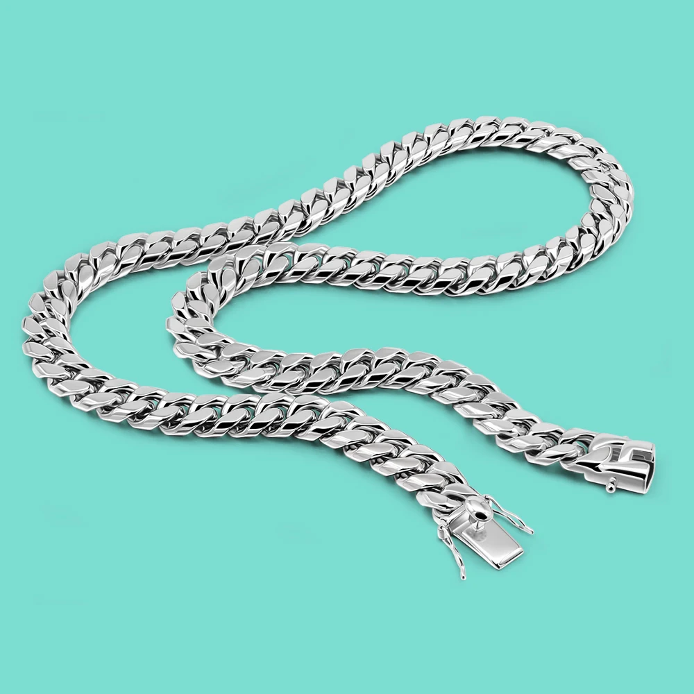

Classic Men's Original 925 Sterling Silver Necklace Miami 12MM Cuban Chain Necklace Hip Hop Style Accessories Body Jewelry Gift