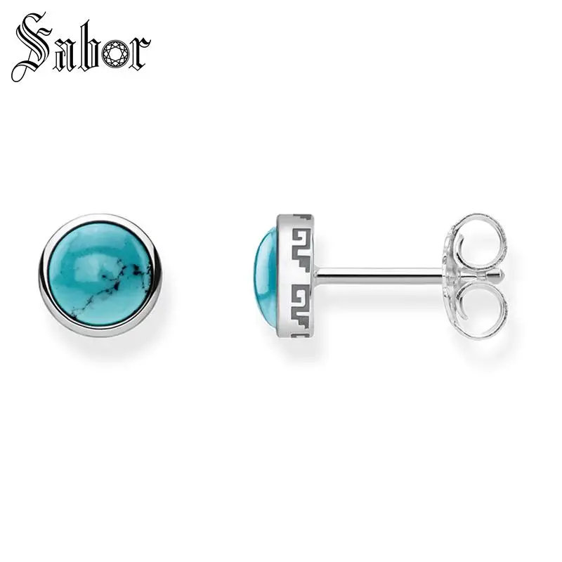 Серьги-гвоздики с синим камнем подарок для вечеринки женщин и мужчин