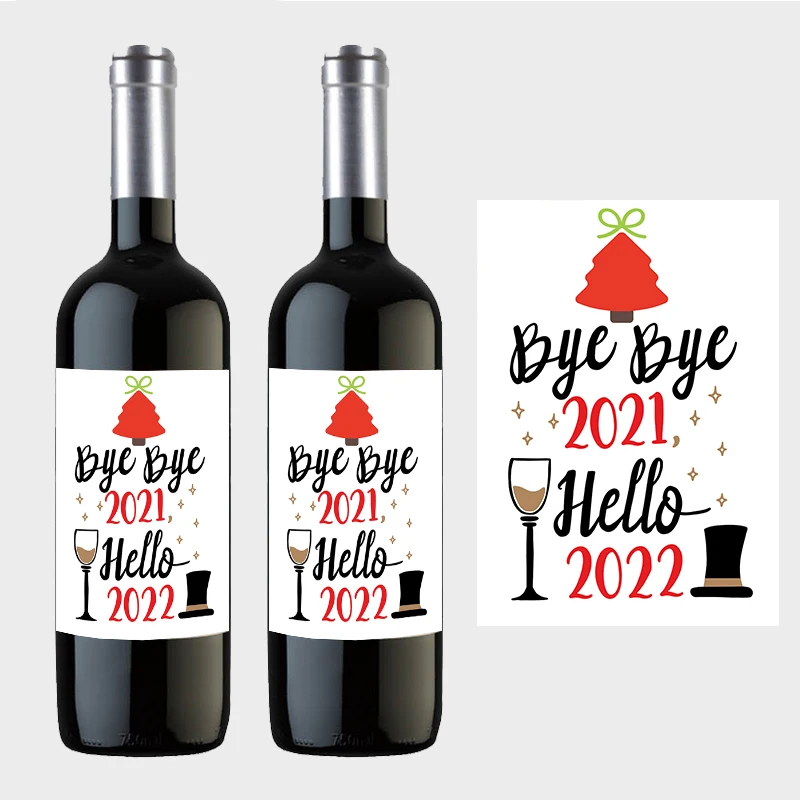 

Новогодние этикетки для винных бутылок, наклейки для герметизации, оберточные подарочные украшения, крафт-этикетки, новогодние вечерние ни...