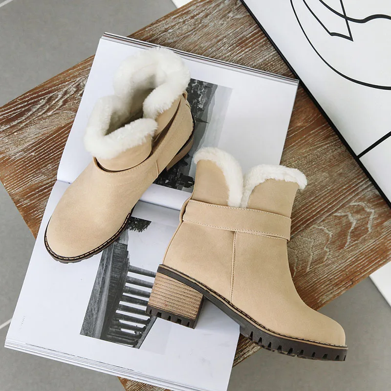 RIZABINA/женские зимние ботинки теплая зимняя обувь на толстом меху женские