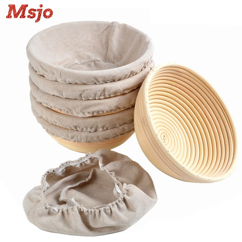 Овальная/круглая хлебная корзина из ротанга 2 шт. устойчивая с тканевым покрытием