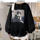 Мужские свободные толстовки с круглым вырезом, в стиле Харадзюку