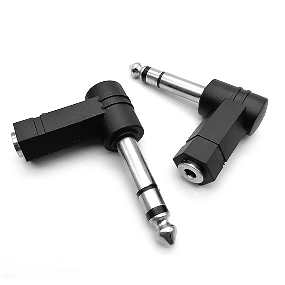 

6.35mm Male to 3.5mm Female Plug 3 Pole Right Angle Stereo Audio Adapter 90 Degree 6.35 to 3.5 Male Connector Converters