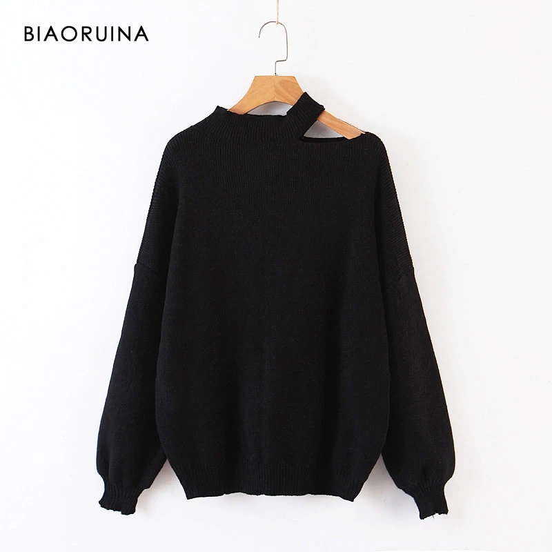 BIAORUINA цветной женский свитер с открытыми плечами модный вязаный сексуальный