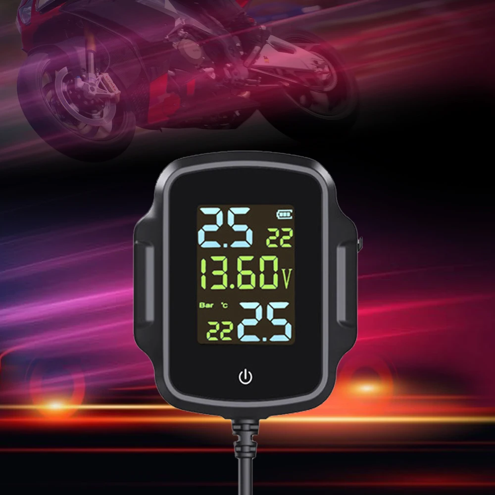 Motorcycle TPMS With QC 3.0 Fast Charging USB Output Motorbike Tire Pressure Monitoring System Tyre Temperature Alarm | Автомобили и