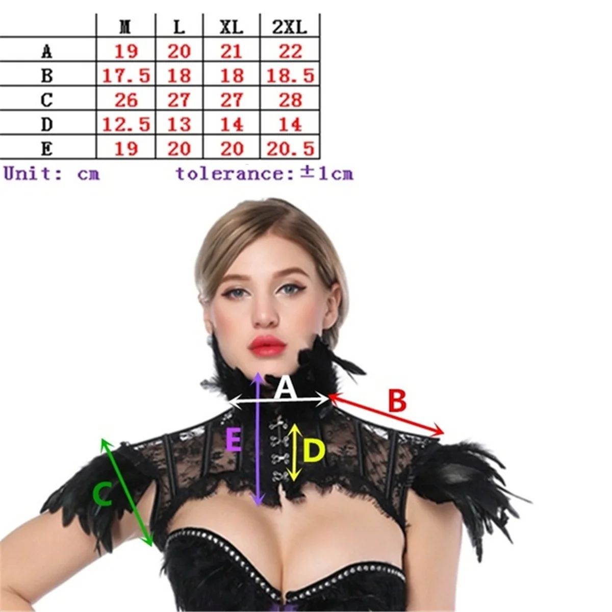 Women Retro Vintage Punk Gothic Feather Collar Shoulder Lace Cape Shrug Tops Halloween Party Goth Rave | Тематическая одежда и