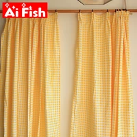 bright yellow with white lattice bedroom curtains korean window treatment curtains for kitchen clothing store terrace drapes 5