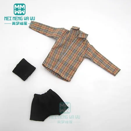 Blyth кукольная одежда модная клетчатая рубашка, топ, шорты, обувь для OB23 OB24 кукла azone аксессуары - Цвет: XB--032--E