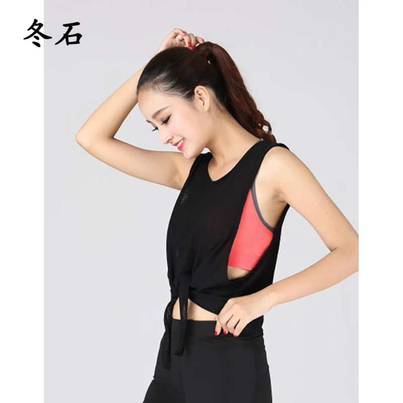 Женский полый спортивный жилет блузка летняя свободная без рукавов сексуальная