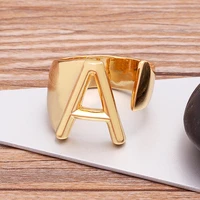 new fashion 26 pcslot hip hop adjustable gold color copper cz a z letter ring statement charm name jewelry for women girl gift
