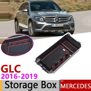Автомобильный органайзер для Mercedes-Benz GLC X253 GLC Coupe 200 250 300 220d 250d 43 63 AMG 2016  2019 с подлокотником, ящик для хранения, аксессуары