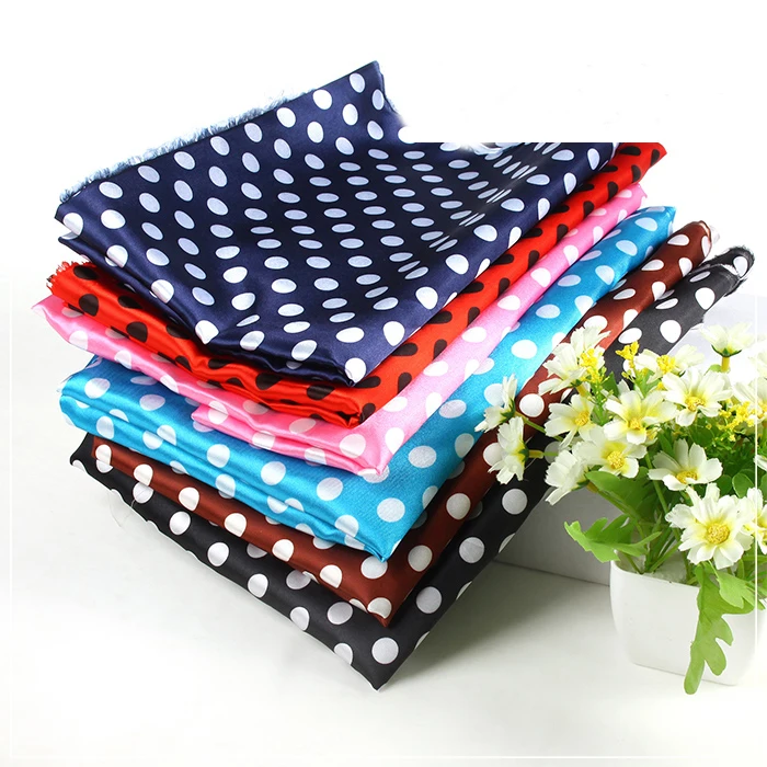 

Cheap Price Shiny Soft Smooth 1cm Big Size Polka Dot Satin Fabric For Bow Tie Gift Decoration