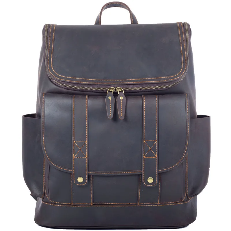 

Bag Men Backpack Male Leather Laptop Backpack Computer Travel Bag Large Capacity First Layer Cowhide Retro Crazy Horse Leather