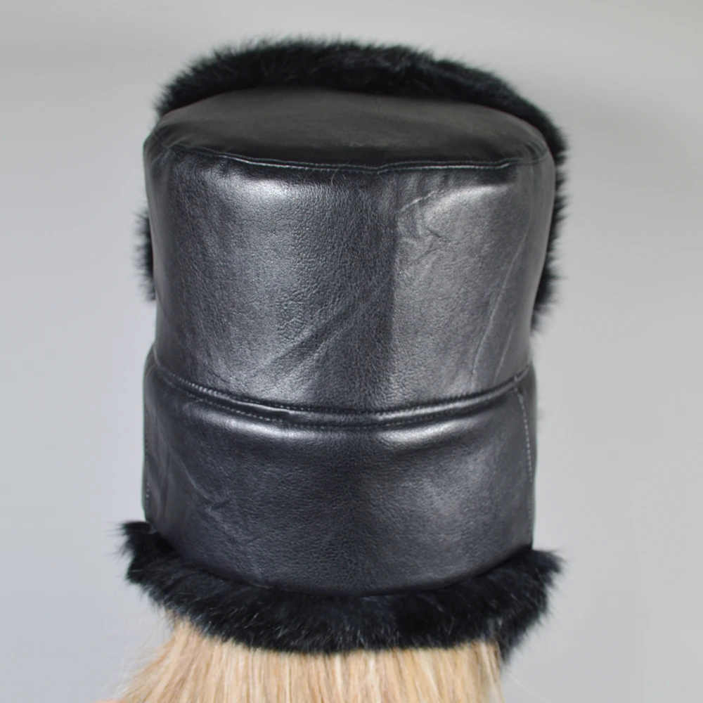 2020 Модная женская шапка-бомбер из натурального кроличьего меха зимняя