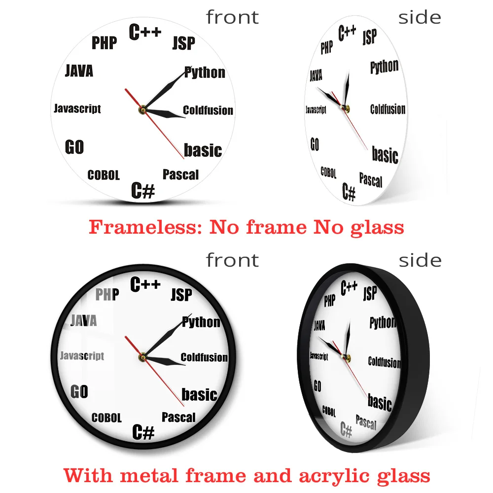 Минималистичные настенные часы с программными языками деловые офисные Декор