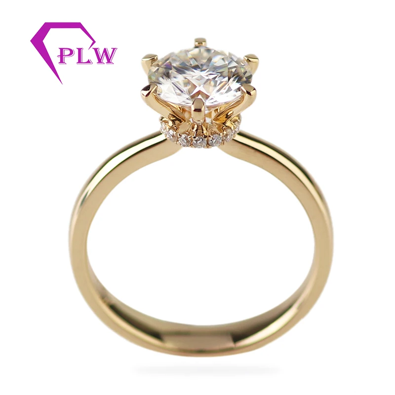 1.5ct 7 5 мм Золотой Классический 6 коготь Косынка Обручение платье кольцо 10K 14K