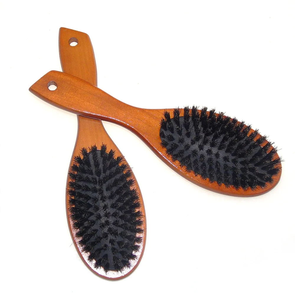 

Natural Boar Bristle Hairbrush Massage Comb Anti-static Hair Scalp Paddle Brush Beech Wooden Handle Hair Brush Comb Styling Tool