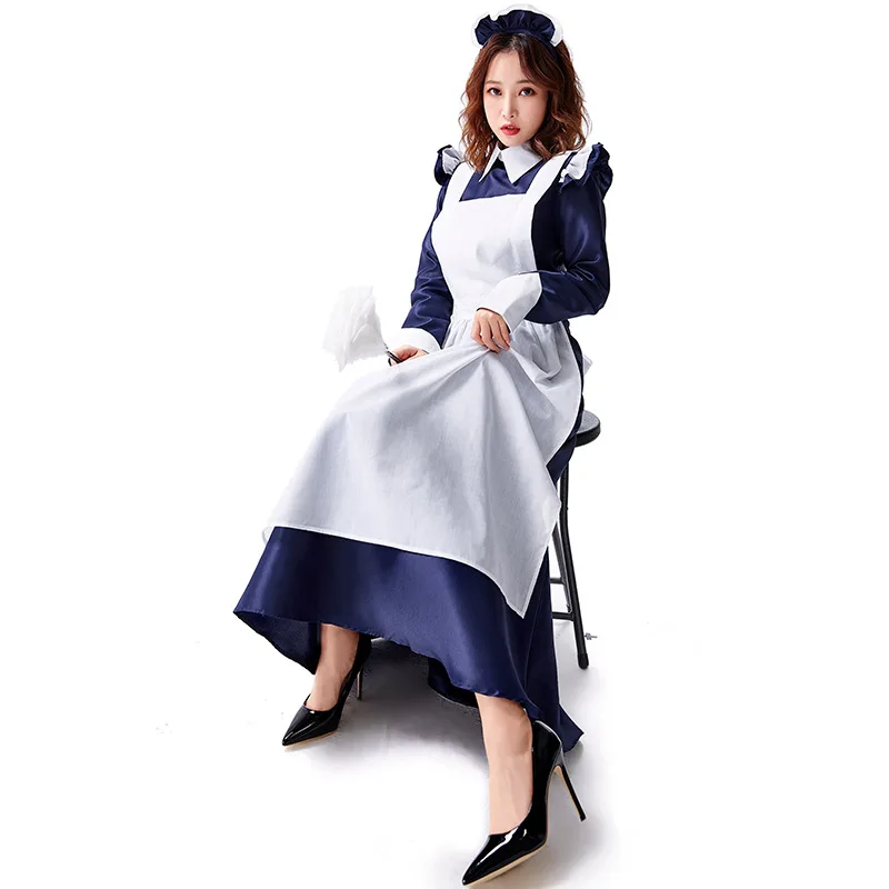 

Castle maid dress lotus leaf sleeve hidden blue temperament dress long skirt Japanese-style hose waiter clothing all saint