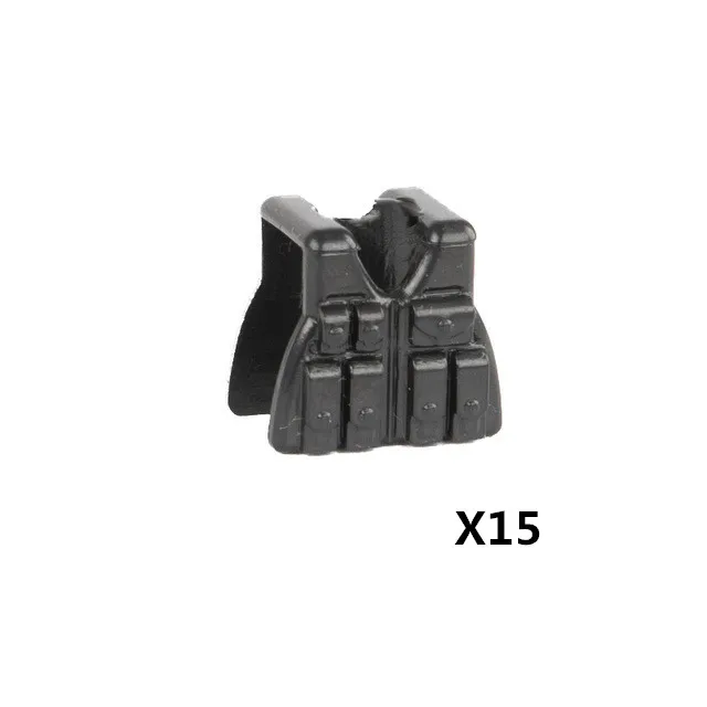 F-Vest-15pcs WW2 тактический жилет строительные блоки военный игрушечное оружие армия MOC солдаты фигурки тела Броня руки полиция кирпичи игрушки C127 - Цвет: F-Vest-15pcs