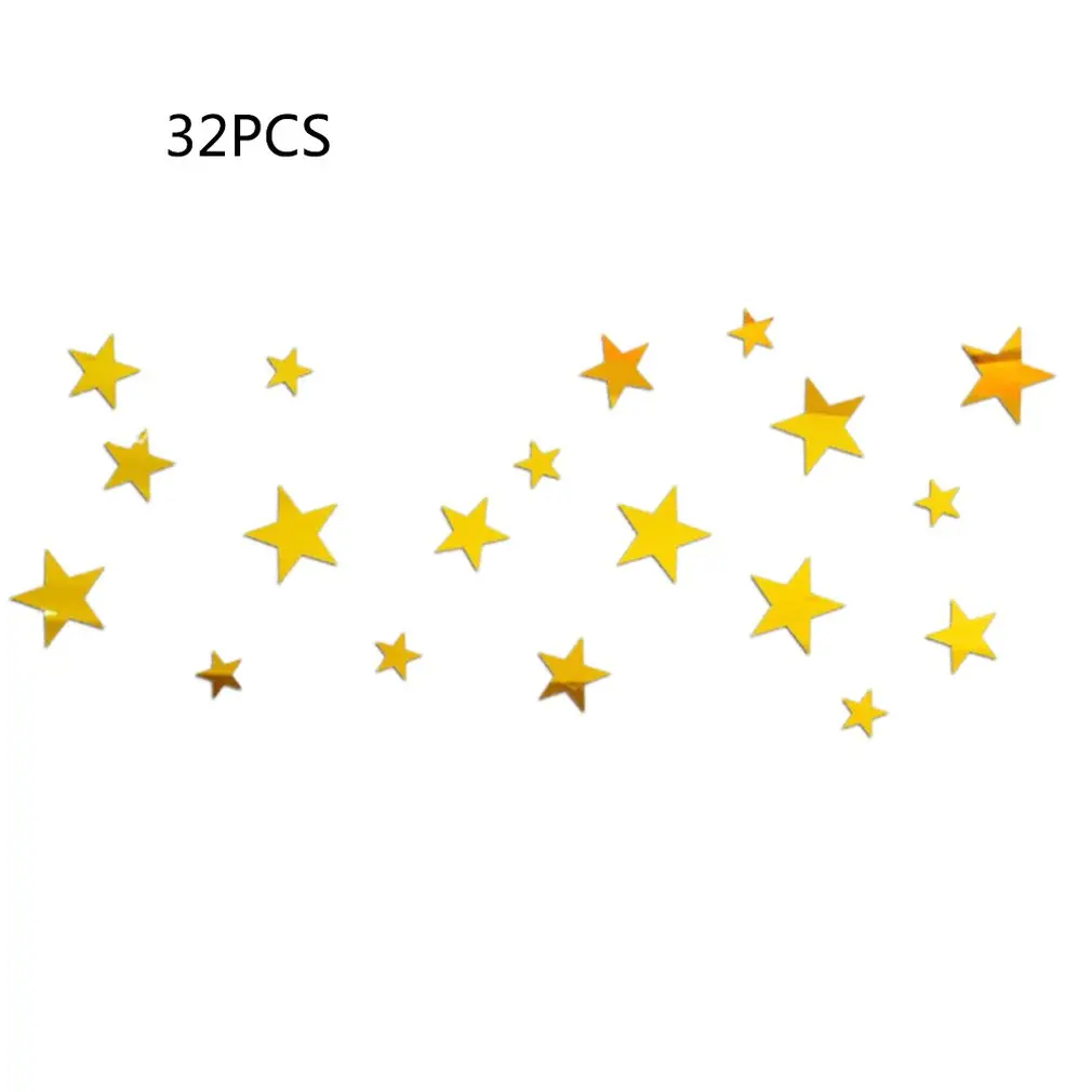 32 шт. съемный Звезда Зеркало Стикеры акриловое зеркало мозаика настенная