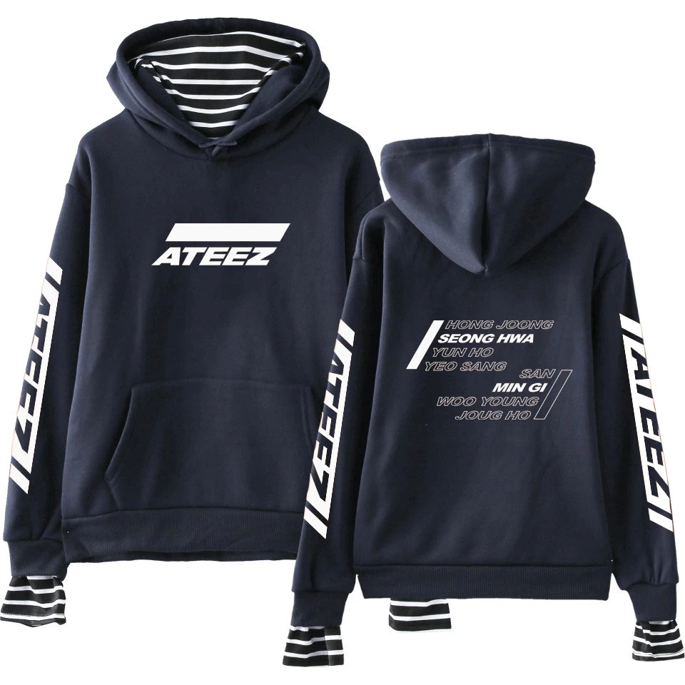 Moletom Infantil Menino KPOP ATEEZ альбом из двух предметов толстовки с капюшоном и свитшоты
