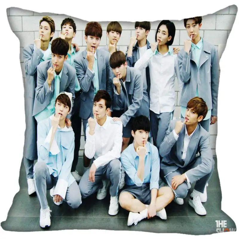 

Korea-Pop SEVENTEEN Printing Square silk Satin Pillowcases 35x35cm,40x40cm One Side Printed Customize your image gift