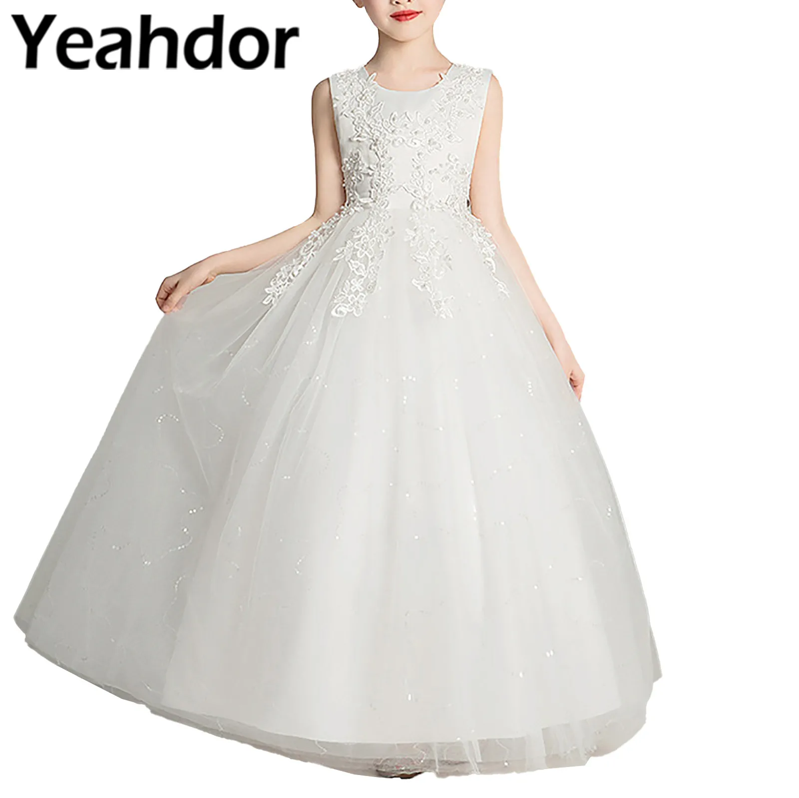 

2021 Kids Elegant Girl Birthday Dress Flower Girls Dress First Communion Dress for Girls Bridesmaid Pageant Wedding Party Dress