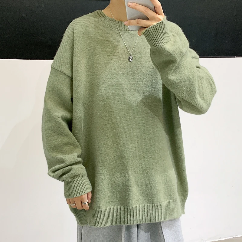 

Autumn Multi-color Sweater Men Warm Fashion Casual Knitted Pullover Men Loose O-neck Long-sleeved Sweater Mens Jumper Clothes