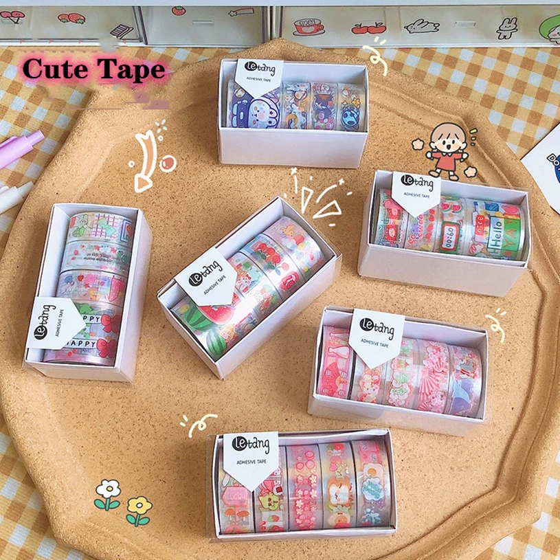 

Washi лента Kawaii канцелярские принадлежности Papeleria Japonesa ПВХ 5 шт. набор Washitape прозрачные милые наклейки Маскировочные ленты школьные принадлежности