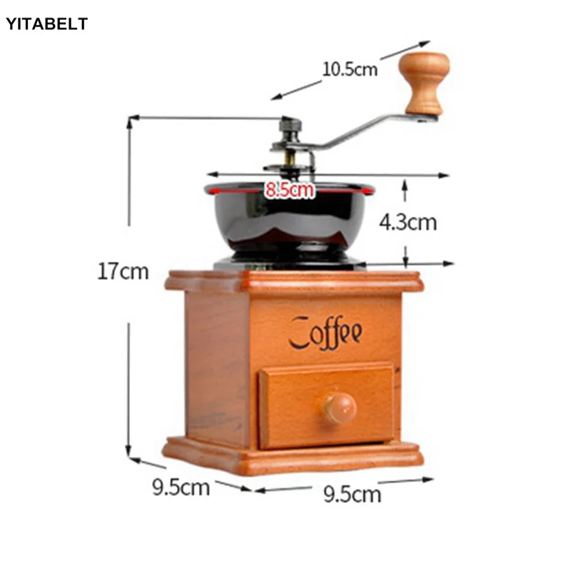 

Hand-Cranking Coffee Beans Coffee Grinder Solid Wood Small Grinding Machine Ceramic Grinding Machine