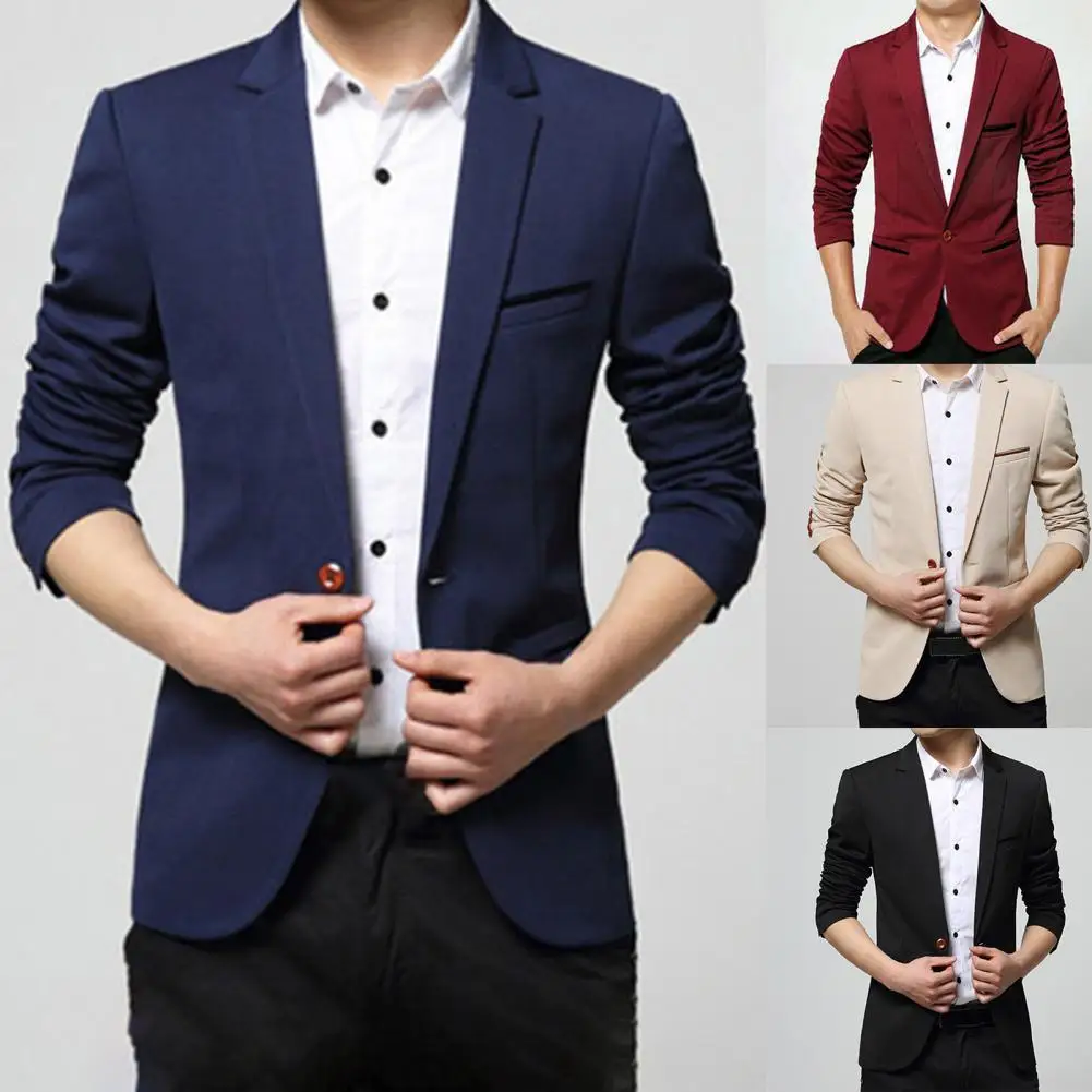 

Wedding Fabulous Wash-and-wear Slim Man Jacket Casual Formal Jacket Solid Color for Interview