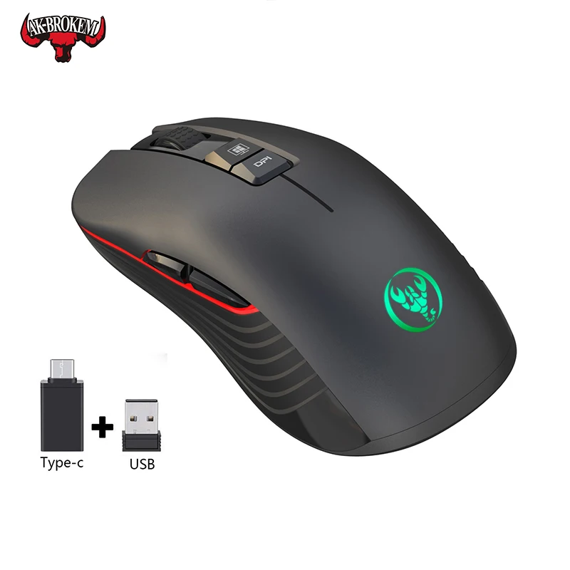 Беспроводная игровая мышь 2 4 ГГц 2400DPI Регулируемый светодиодный геймерский мыши