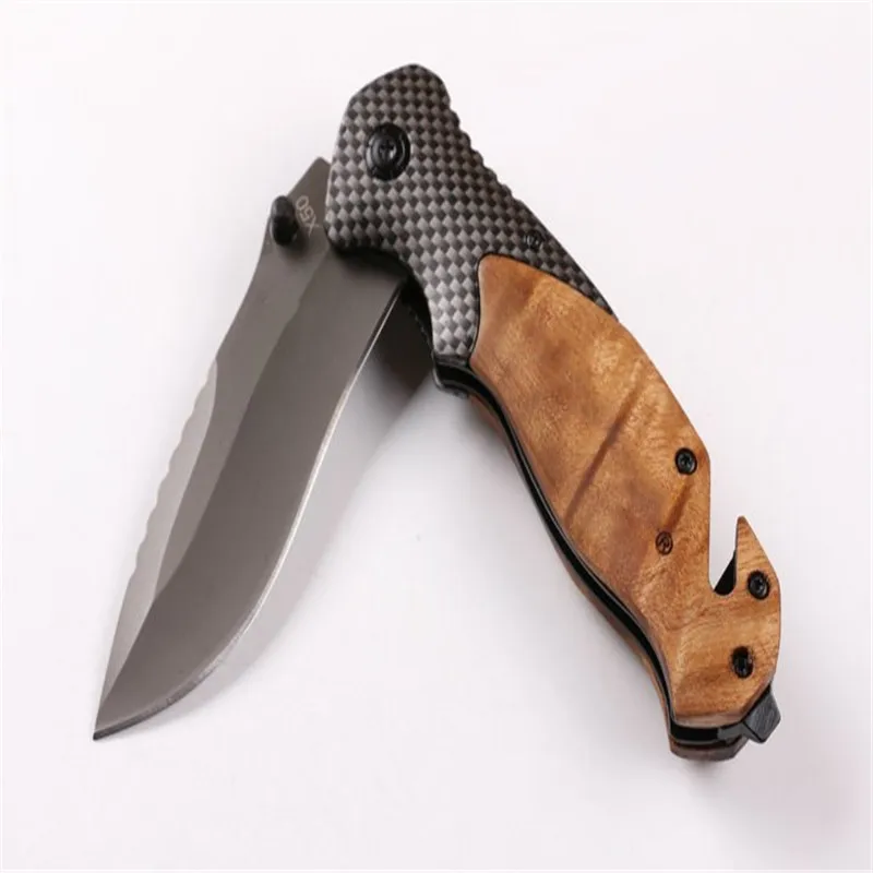 

Быстрооткрывающийся складной нож Bowning X50 440C, острые лезвия, стальная пластина + углеродное волокно, стальная головка + Красная тень, дерево, и...