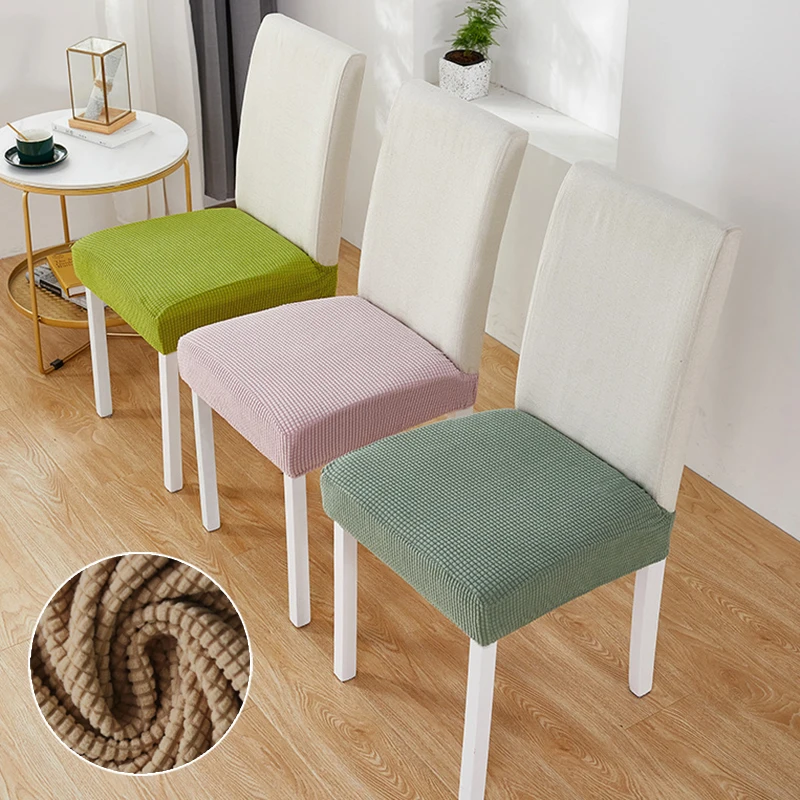 

Solid Color Corn Velvet Chair Cover for Dining Room Home Banquet Wedding Kitchen Office Spandex Stretch Seat Covers Without Back
