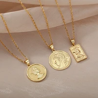 vintage victorian woman portrait choker necklace character avatar pendant necklace for women lady copper birthday jewelry