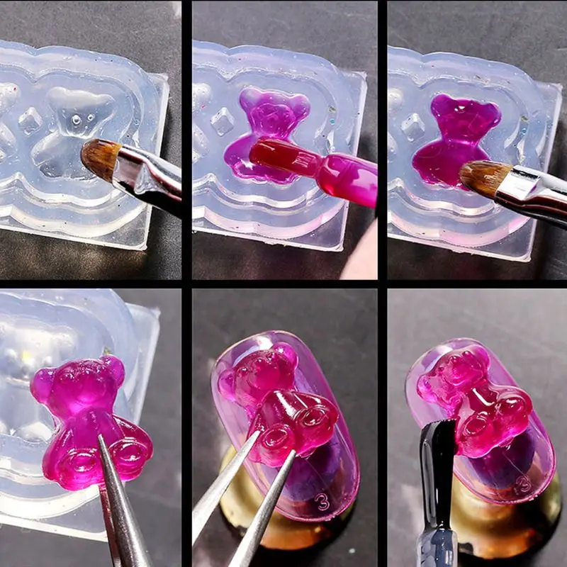 

5Pc Silicone Mini Gummy Bear Mold Nail Art Resin Casting Mold Template Art Craft