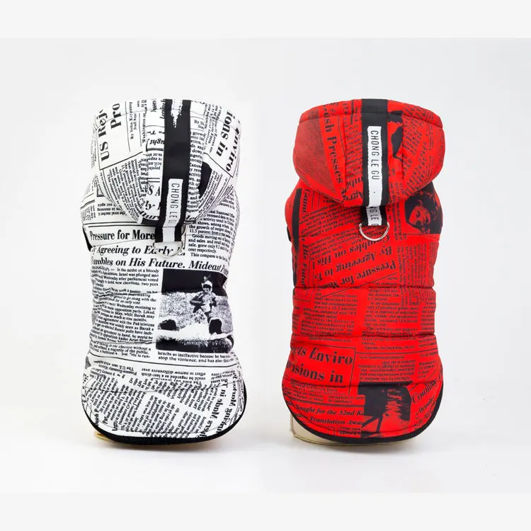 Осенне зимнее теплое пальто на хлопковой подкладке с принтом газет для маленьких