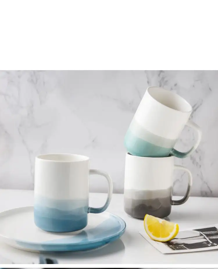 Керамическая чашка креативная градиентная цветная модная пара большая емкость