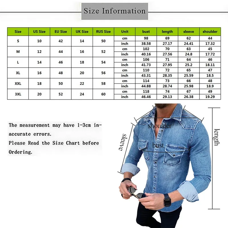 Мужская джинсовая куртка CYSINCOS темно-синяя Повседневная хлопковая с отложным