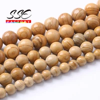 natural yellow striped jaspers beads round loose stone beads for jewelry making diy bracelet accessories 4 6 8 10 12mm 15 inch