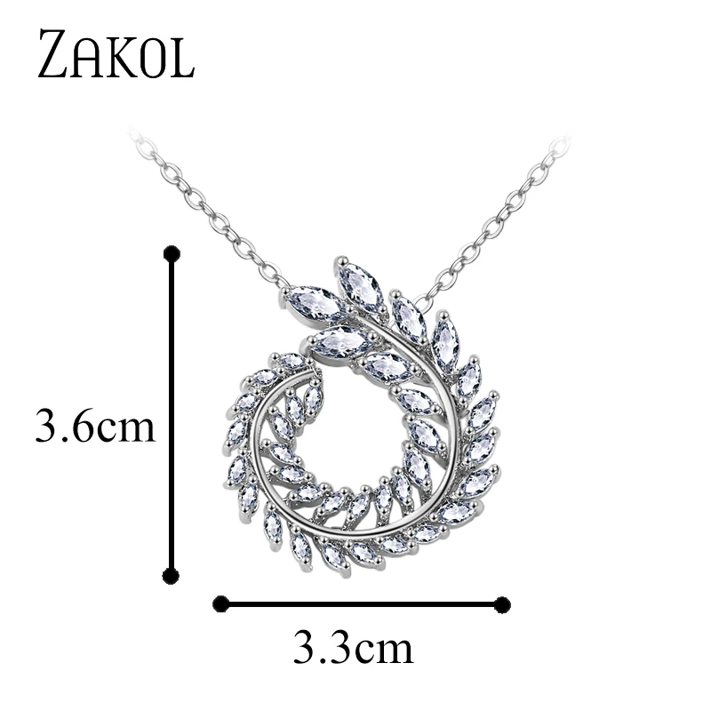 ZAKOL модные 3 цвета плетеная Форма Прозрачный AAA+ CZ цирконий белый цвет женские ожерелья и кулоны для вечерние FSNP062 - Окраска металла: Big Sliver Color