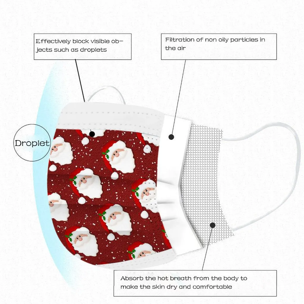 

50PC Adult Tie-dye Gradient Printed Three-Layer Dust-Proof Disposable Mask Fabric Adult Mouth Mascarillas Breathing Masque