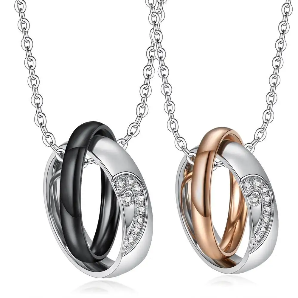 

Парные ожерелья из нержавеющей стали Половина Стразы в форме сердца, любовь кулон для влюбленных женщин мужчин подарок на день Святого Вале...