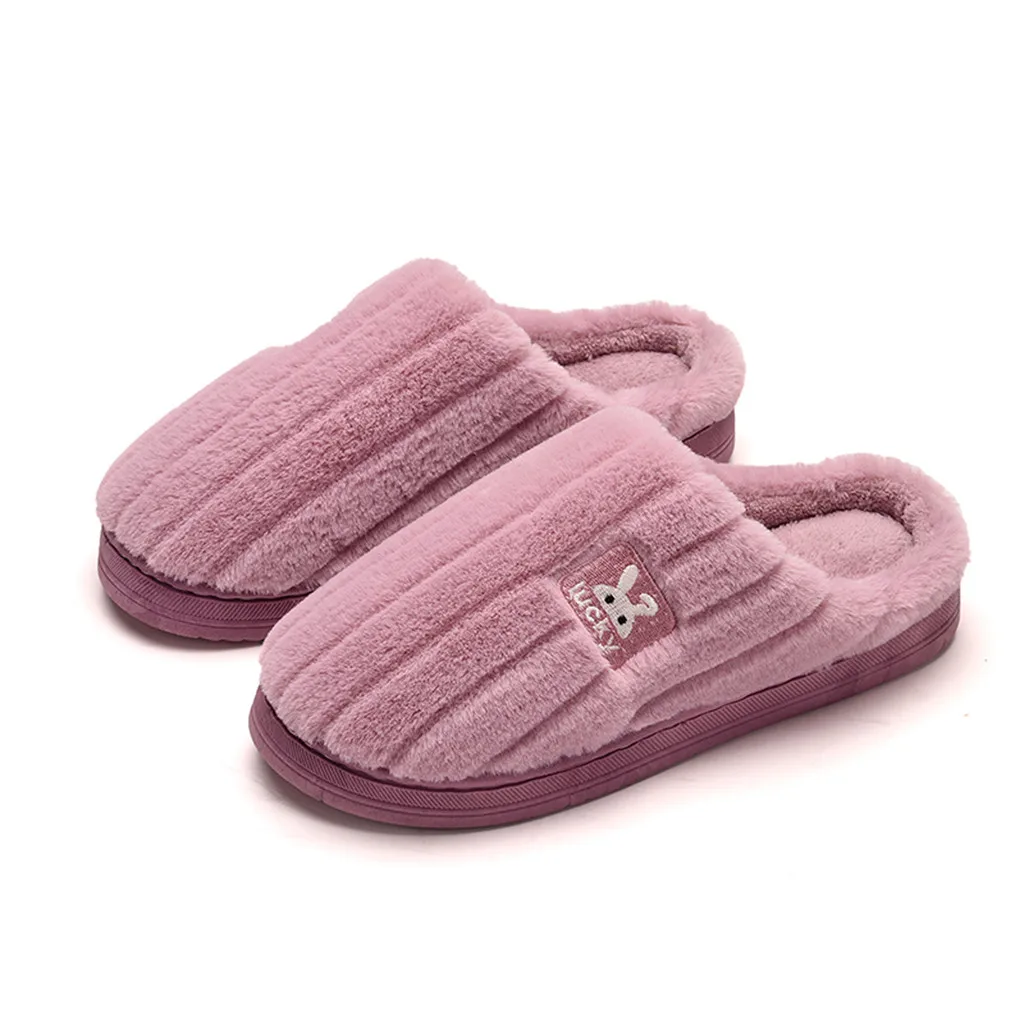 Парные Тапочки с принтом кролика теплые домашние тапочки нескользящей подошвой